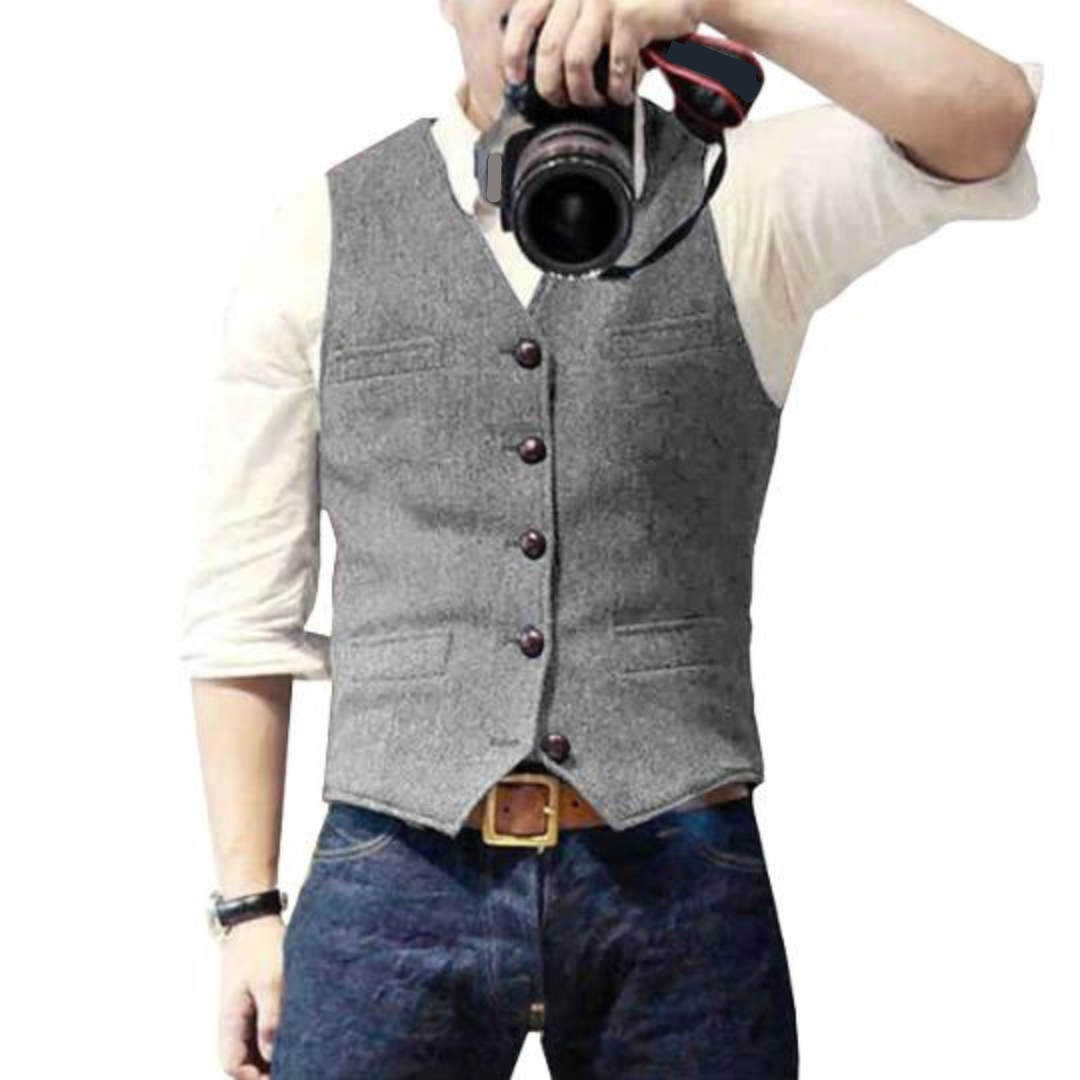 Jeremy | Wollgemischte Denim-Weste