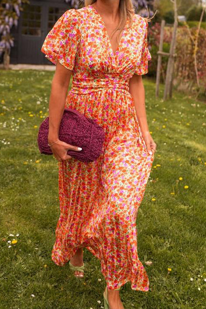 Eileen™ | Elegantes Blumenkleid wit Bauchabdeckung