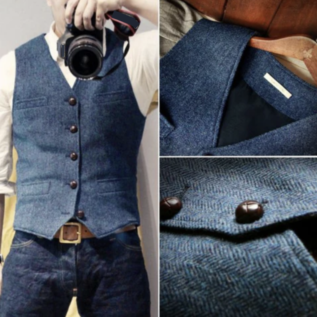 Jeremy | Wollgemischte Denim-Weste