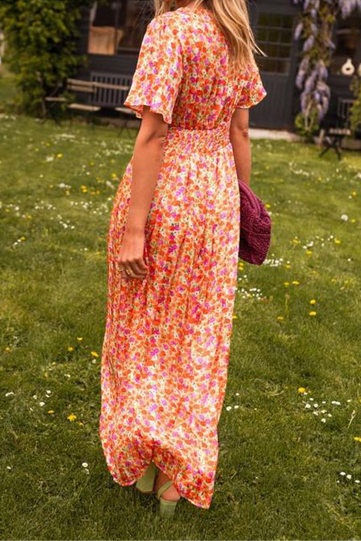 Eileen™ | Elegantes Blumenkleid wit Bauchabdeckung