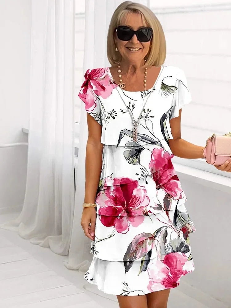 Stefania™ | Plissiertes Kleid mit Rüschen und Blumenmuster