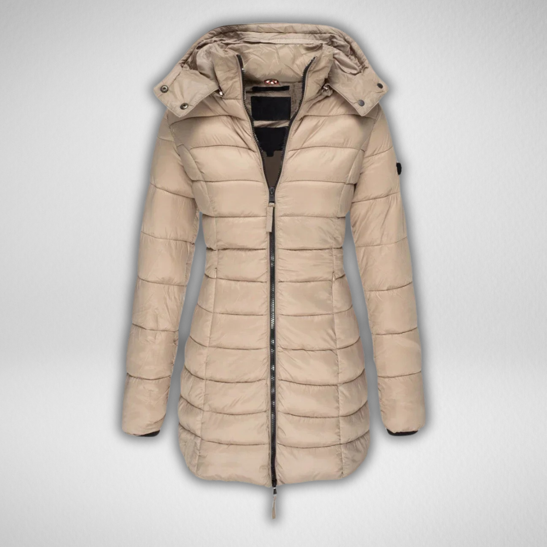 Janet | Lange Slim Fit Pufferjacke