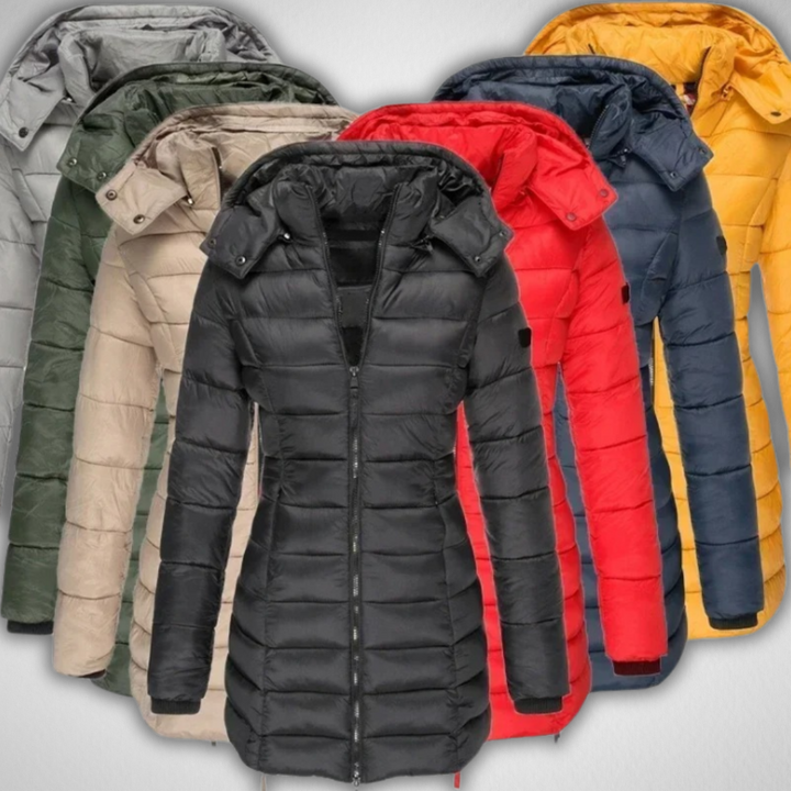 Janet | Lange Slim Fit Pufferjacke