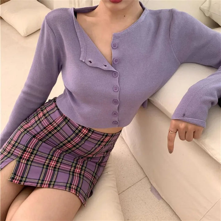 Erika | Crop-Top-Pullover mit Knöpfen