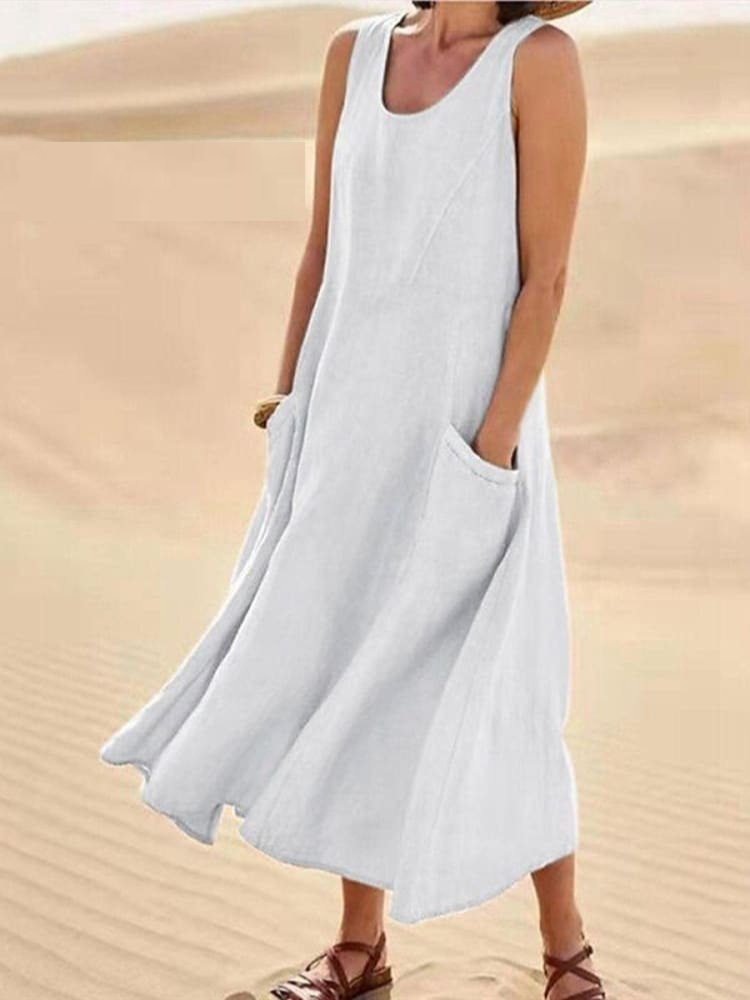 Estelle™ | Elegantes Sommerkleid wit Bauchabdeckung