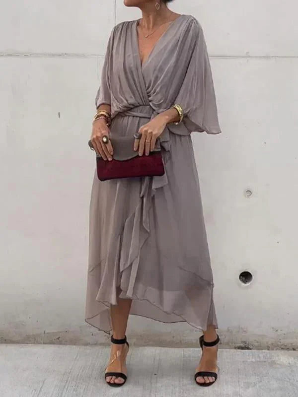 Adele™ | V-Ausschnitt-Chiffon-Kleid