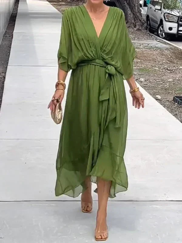 Adele™ | V-Ausschnitt-Chiffon-Kleid