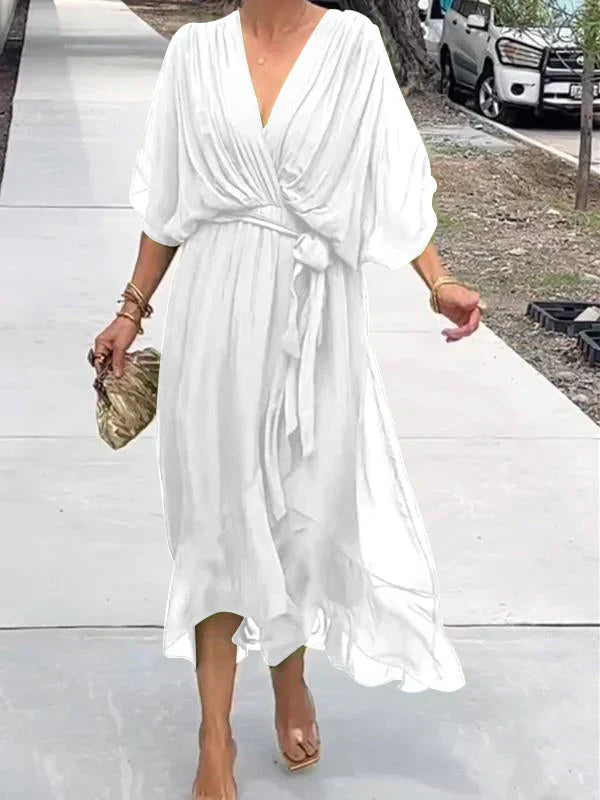 Adele™ | V-Ausschnitt-Chiffon-Kleid