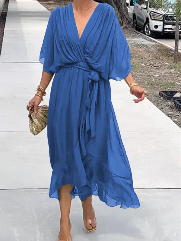 Adele™ | V-Ausschnitt-Chiffon-Kleid