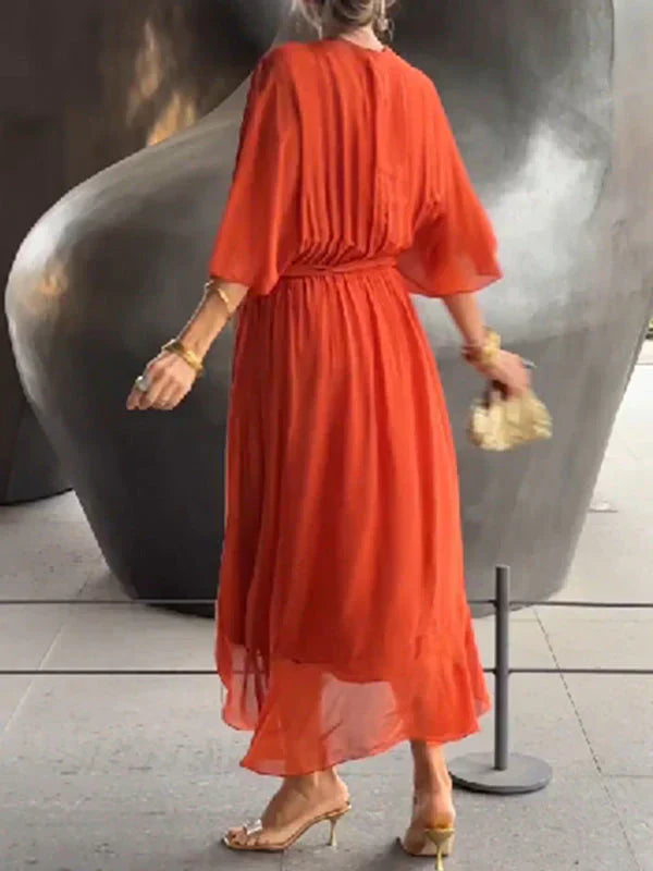 Adele™ | V-Ausschnitt-Chiffon-Kleid