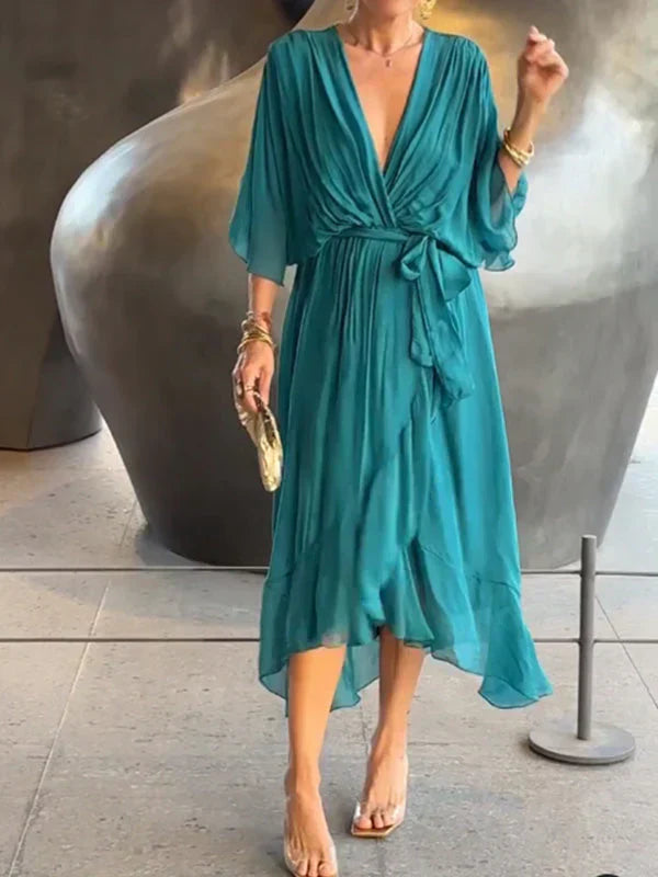 Adele™ | V-Ausschnitt-Chiffon-Kleid