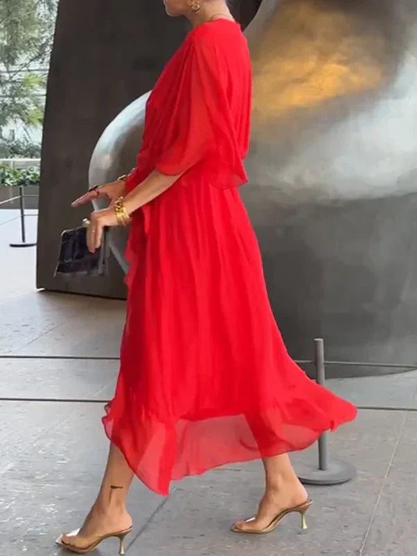 Adele™ | V-Ausschnitt-Chiffon-Kleid