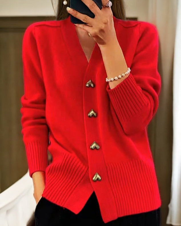 Tiffany | Cardigan mit herzförmigen Knöpfen
